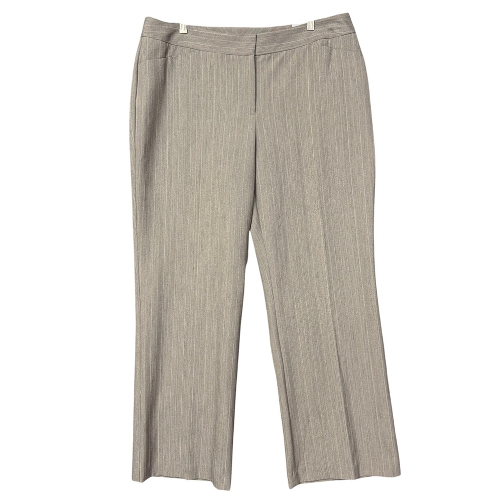 Alfani Straight Leg Pants Womens 16W Brown Torino Stripe Stretch Career NWT